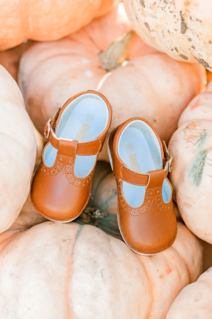 Gemma Leather T-Strap Mary Jane (Baby) - Cognac